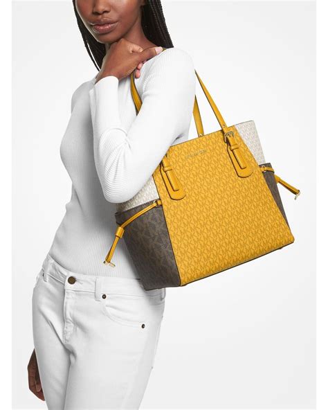 voyager small logo tote michael kors|Michael Kors zip top tote.